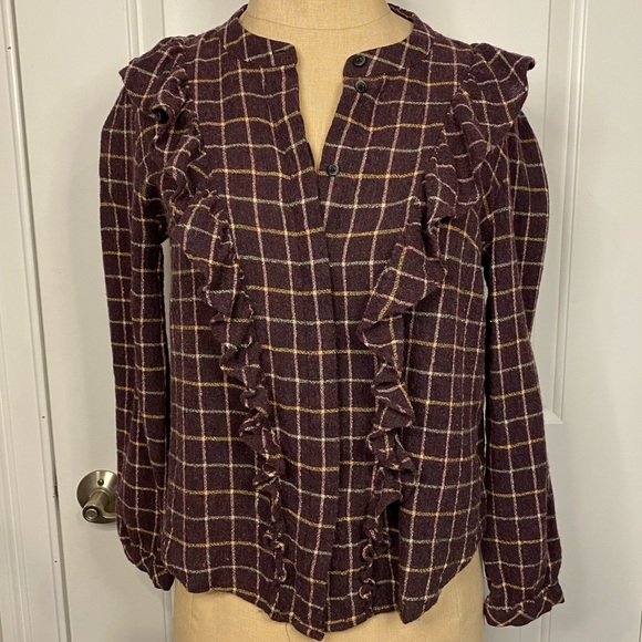 MADEWELL Purple Metallic Flannel Ruffle Blouse - Picture 4 of 7